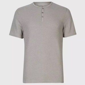 John Varvatos Texture Stitch Short Sleeve Henley | Elephant Gray